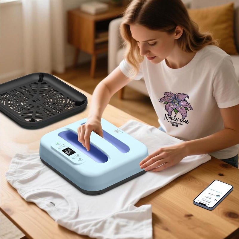 EasyCount E Heat Press 12"X10", Smart Heat Press Machine with Built-in Bluetooth for T-Shirts, Pillows, Tote Bags & More,(Blue-Purple) - Image 5